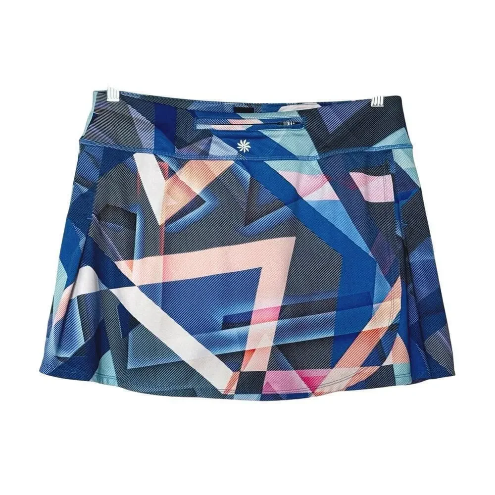 Athleta Womens Electric Geo Sport Skort Skirt Size L Tennis Golf Pickleball